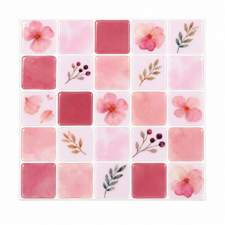Blush Floral Peel & Stick Wall Tiles