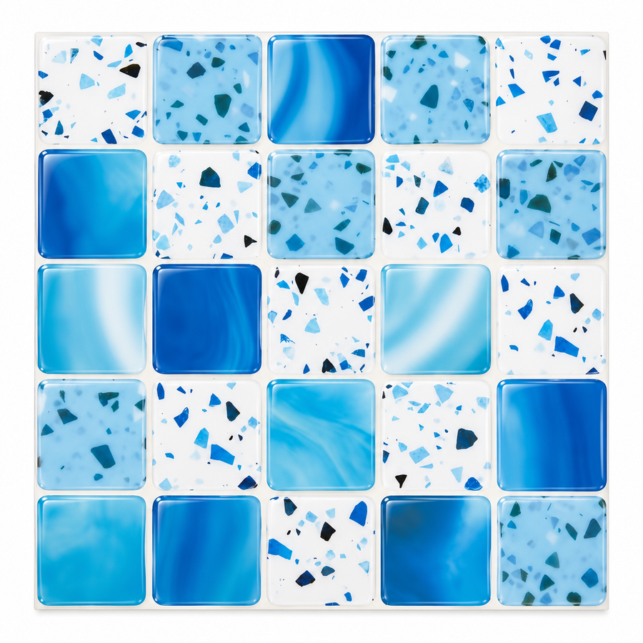 Blue Terrazzo Peel & Stick Wall Tiles
