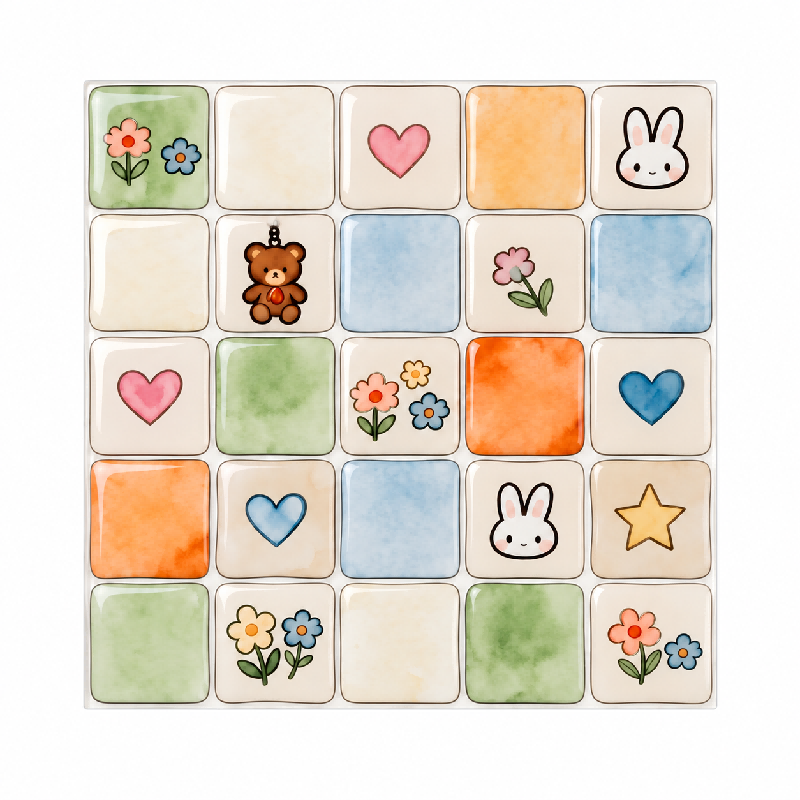 Bunny Doodles Peel & Stick Wall Tiles