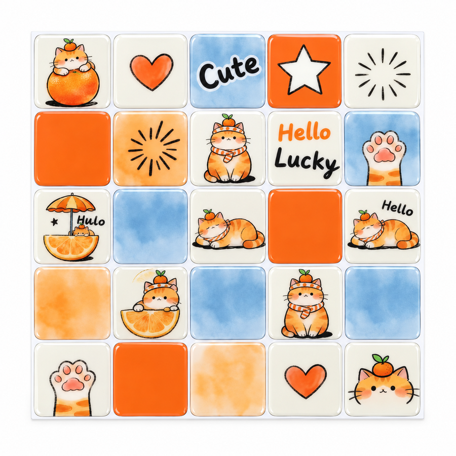 Lucky Cats Peel & Stick Wall Tiles